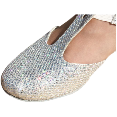 Gresk Sandal - Sølvglitter 30 mm hæl